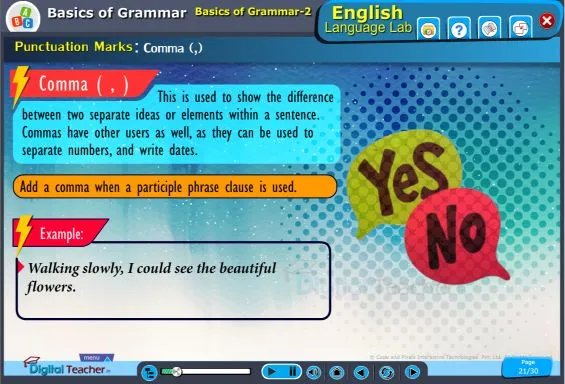 This is used to show the difference betweeen two separate ideas or elements within a sentence.